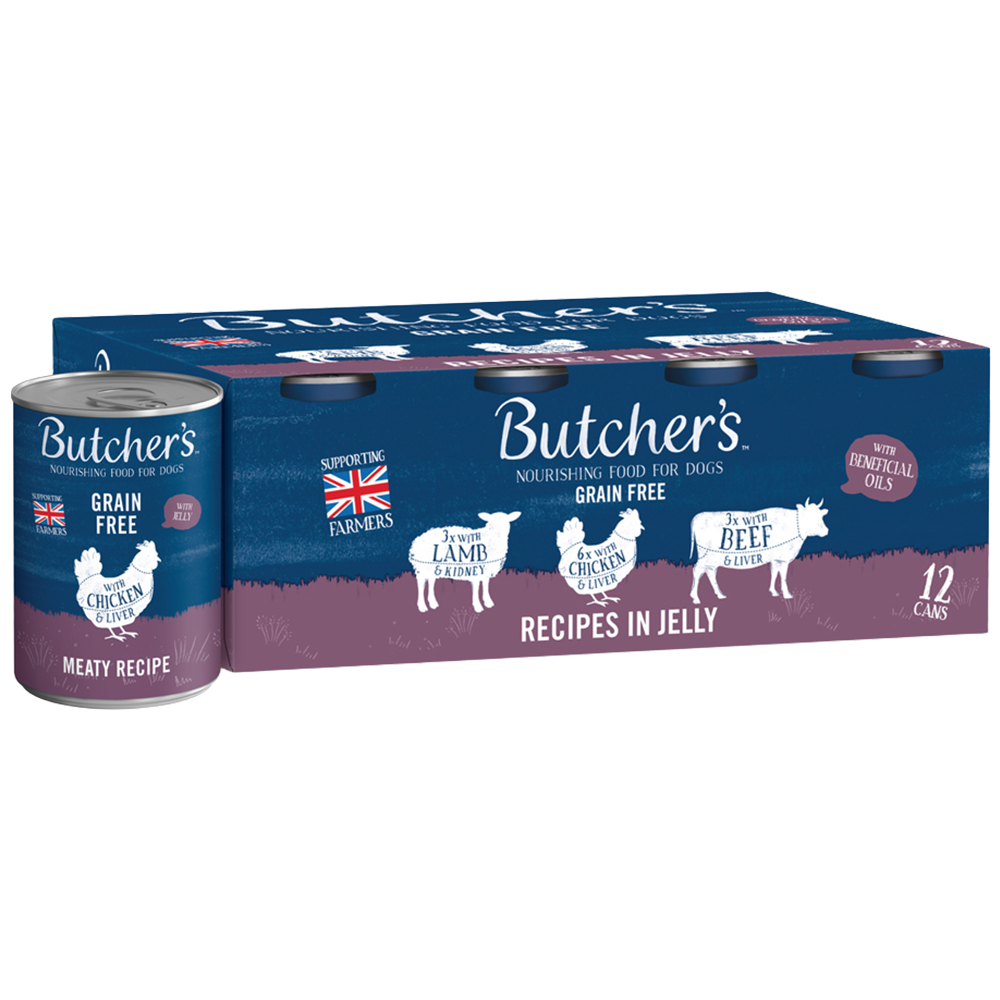 Butcher's Recipe in Jelly Adult Dog Wet Food Tin 400g 12 Pack Image 2
