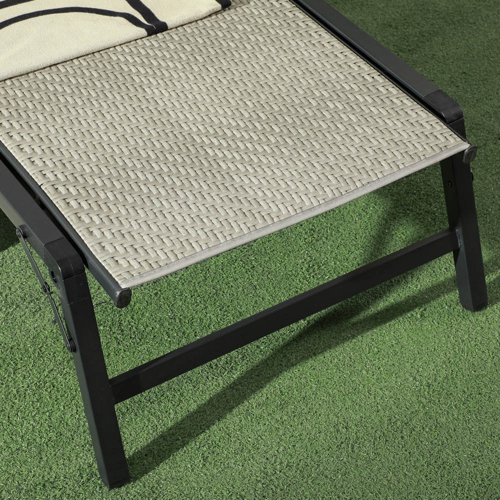 Outsunny Mixed Grey Rattan Foldable Sun Lounger Image 3
