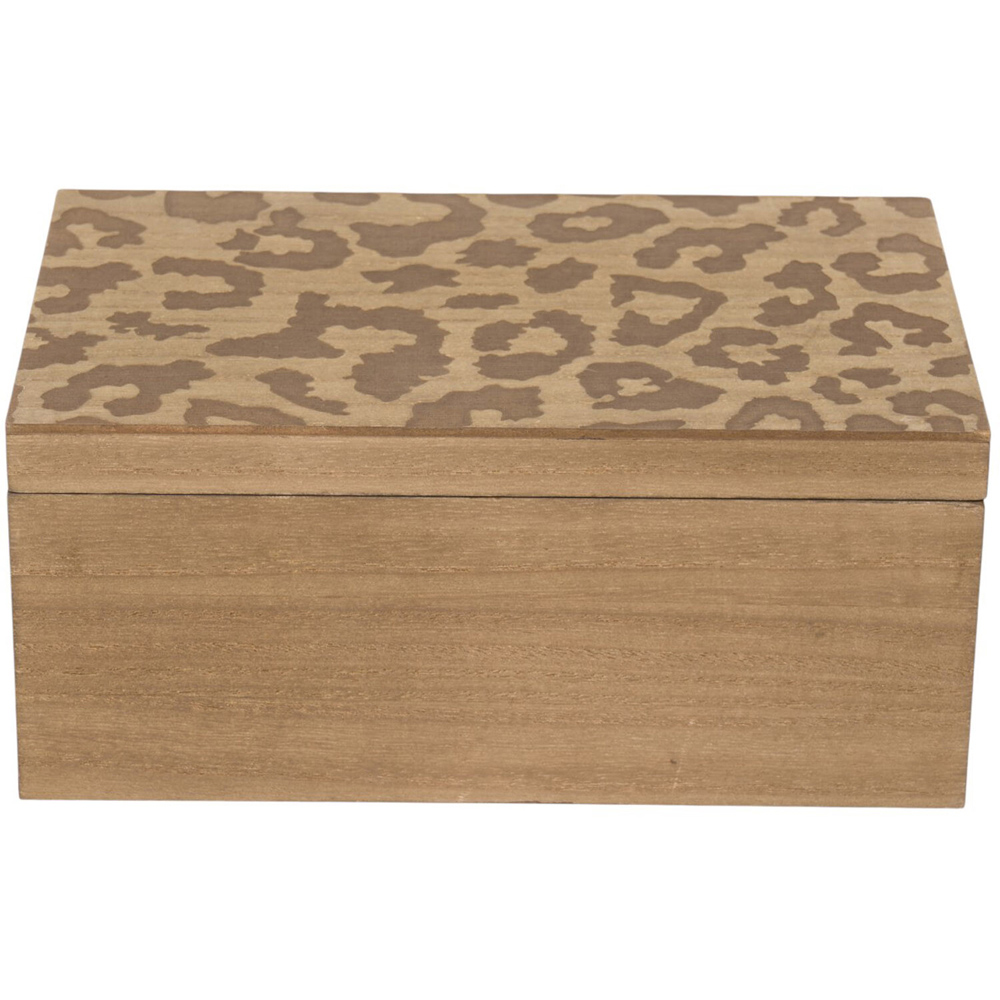 Set of 2 Leopard Wooden Boxes Brown Image 5