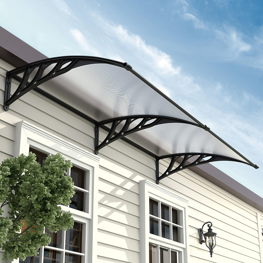 Living and Home Black Window and Door Awning Canopy with Brackets 1.9m Image 1