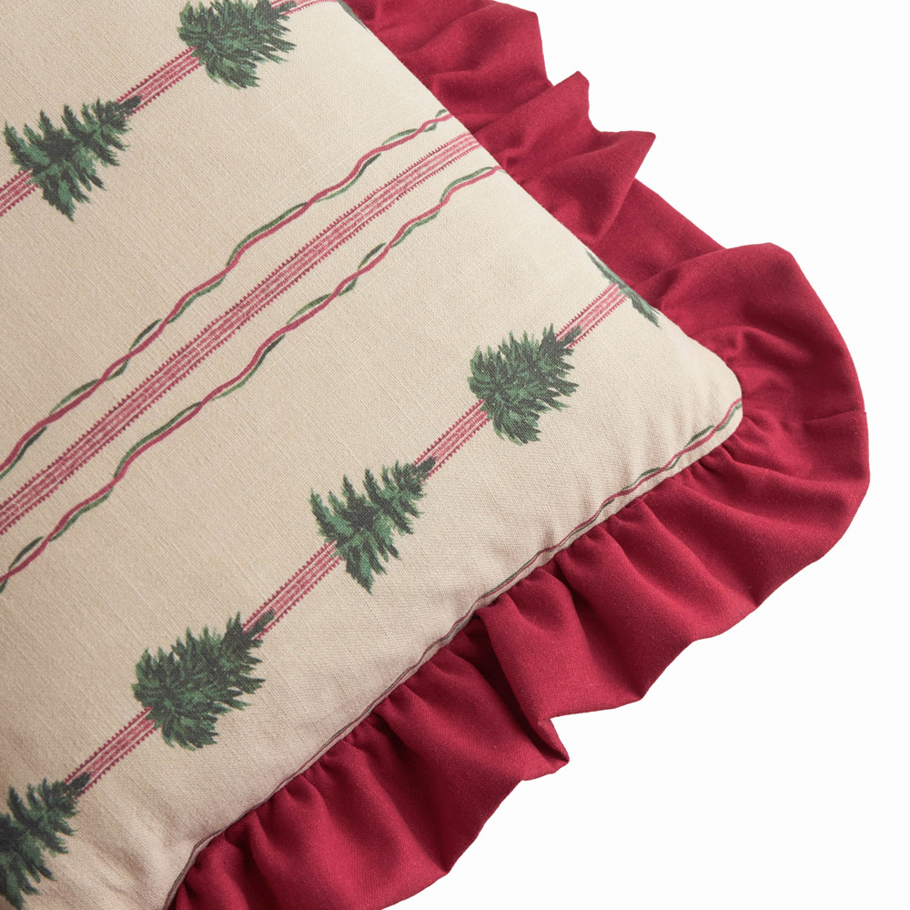 Furn Wylder Spruce Stripes Dark Red Christmas Cushion 30 x 50cm Image 3