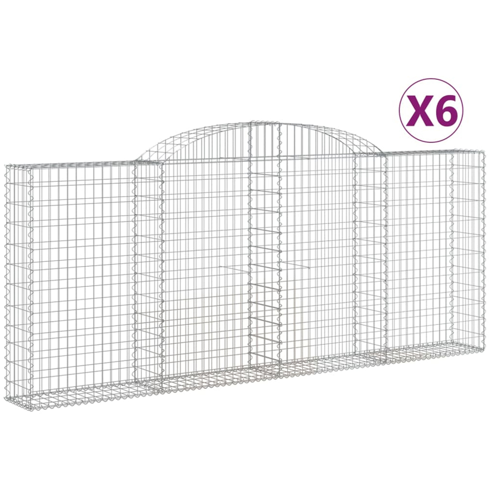 vidaXL Silver Galvanised Iron Gabion Basket 300 x 30 x 120/140cm 6 Pack Image 4