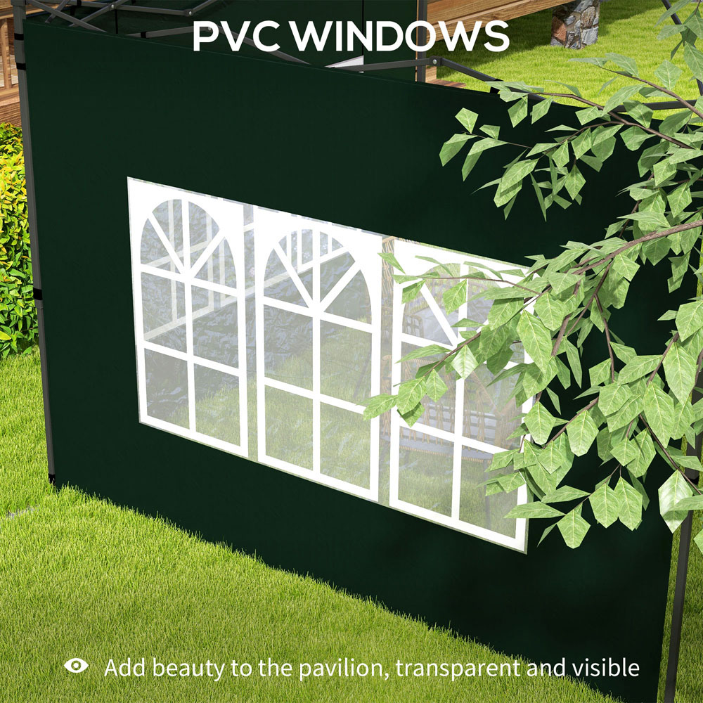 Outsunny 2 x 3m Green Gazebo Replacement Side Panel with Window 2 Pack Image 6