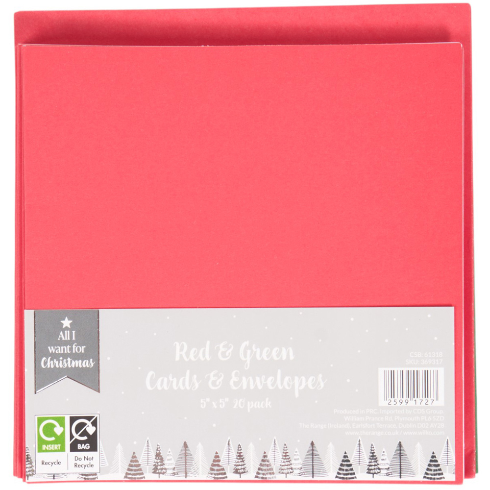 Cards and Envelopes Red and Green - 5" x 5" Image 1