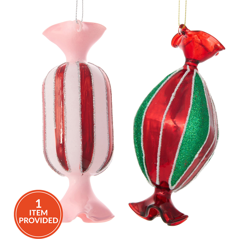 Festive Glass Sweetie Decoration Image 1