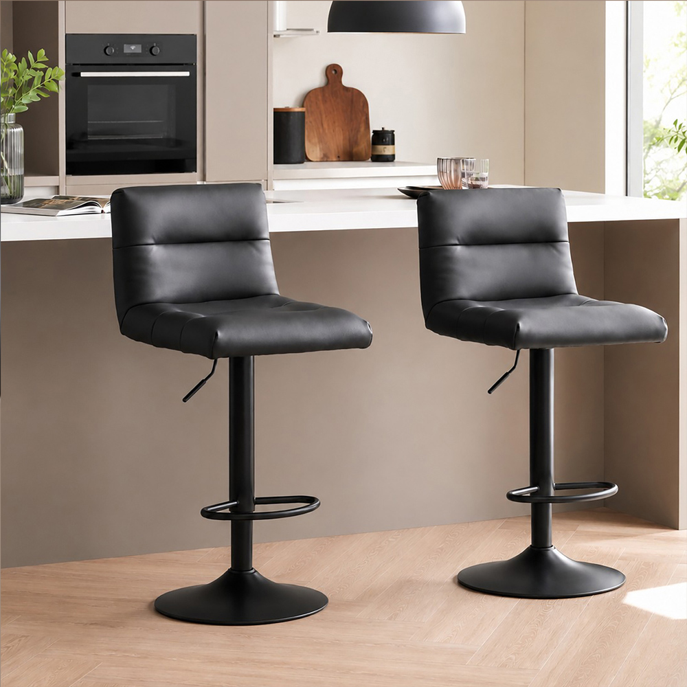 Premier Housewares Baina Black Leather Effect Bar Stool Image 3