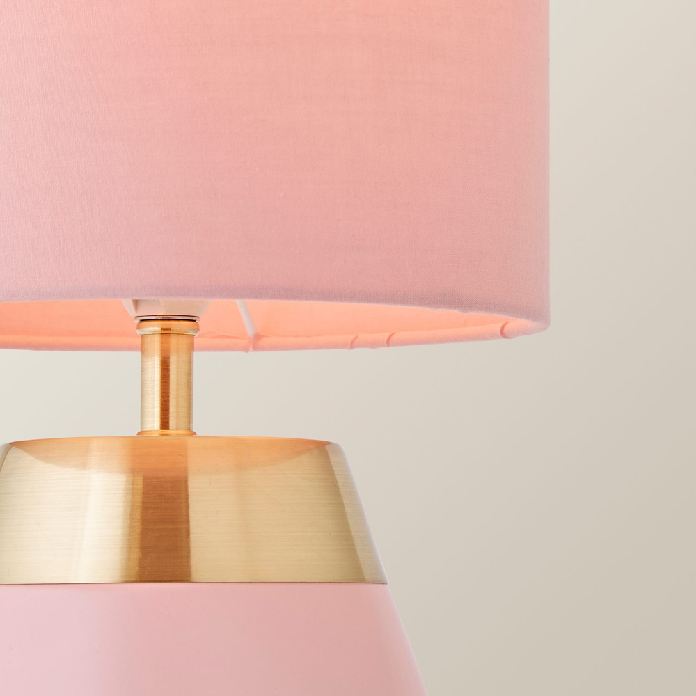 ValueLights Hurst Drum Shade Pink Touch Table Lamp with Bulb Image 3