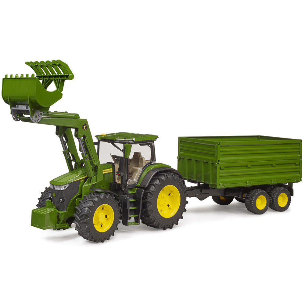 Bruder Kids John Deere 7R 350 with Front Loader and Tandemaxle Tipping Trailer Playset Model Image 4