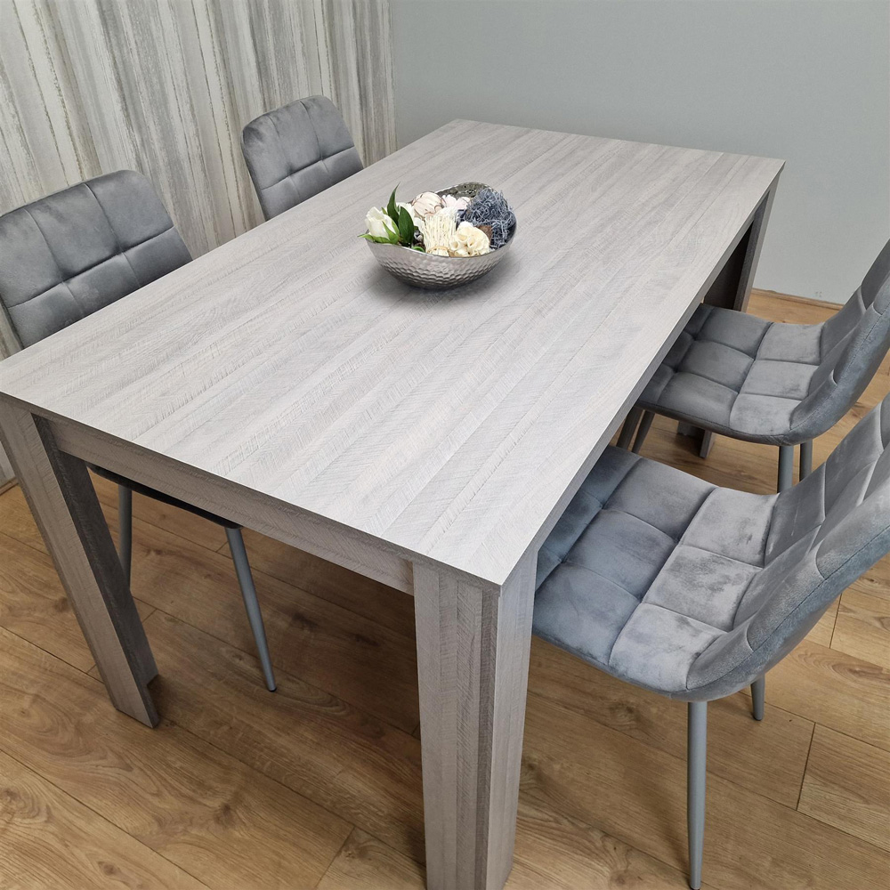 Portland 4 Seater Velvet Dining Set Grey Image 7