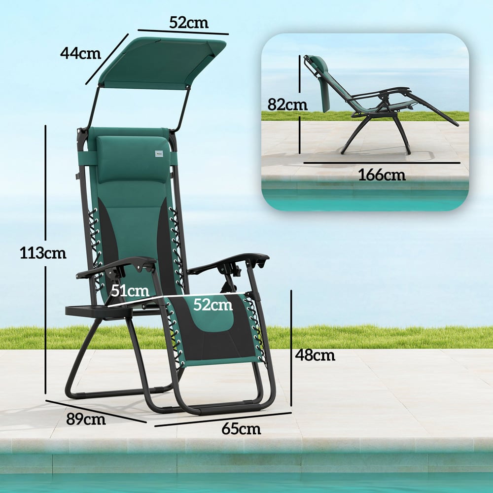 Outsunny Green Zero Gravity Folding Reclining Chair Image 8