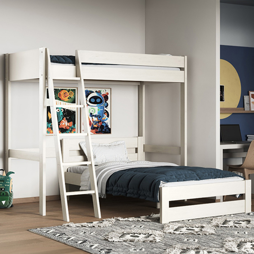 Noomi Tera Single White L Shaped High Sleeper with Small Double Bed Image 1