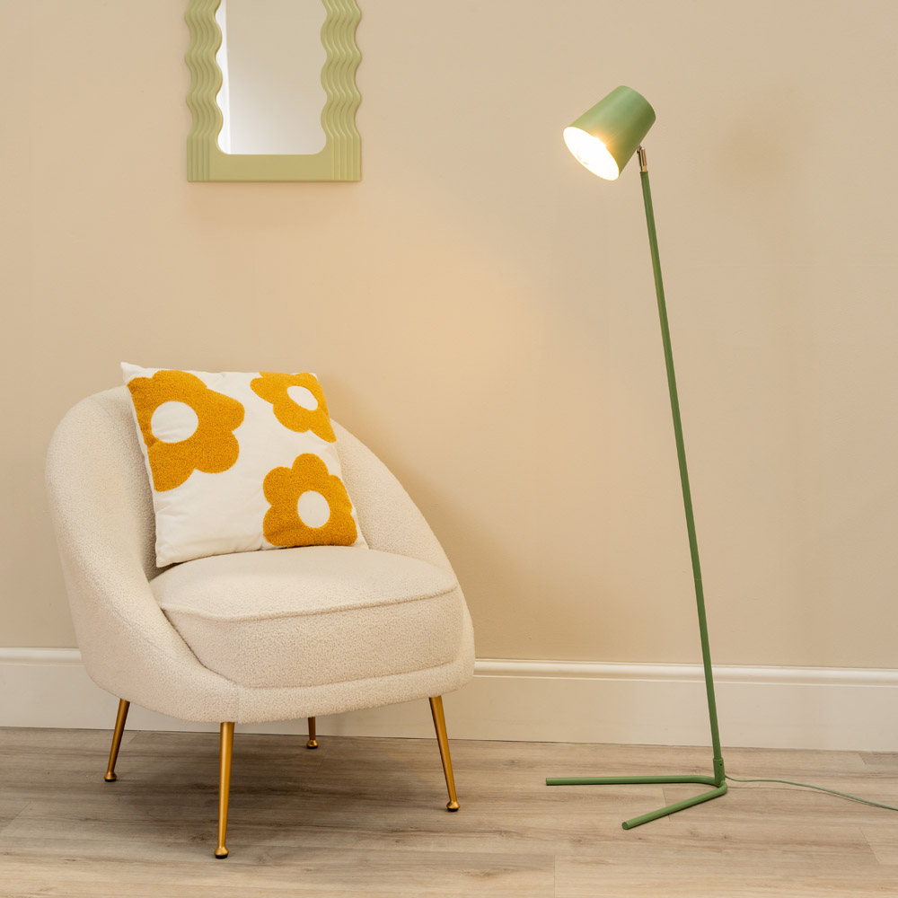 ValueLights Lark Sage Green Metal Slimline LED Floor Lamp Image 2