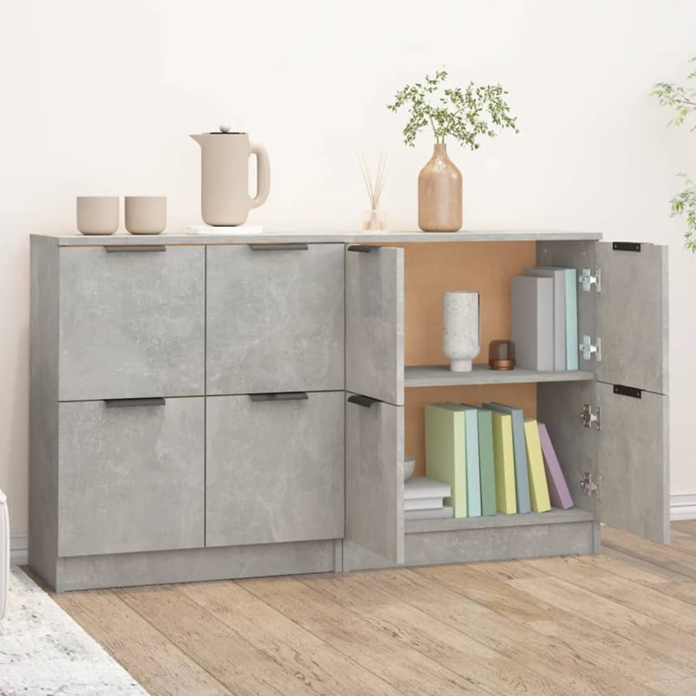 vidaXL 4 Drawer Concrete Grey Sideboard 2 Pack Image 1