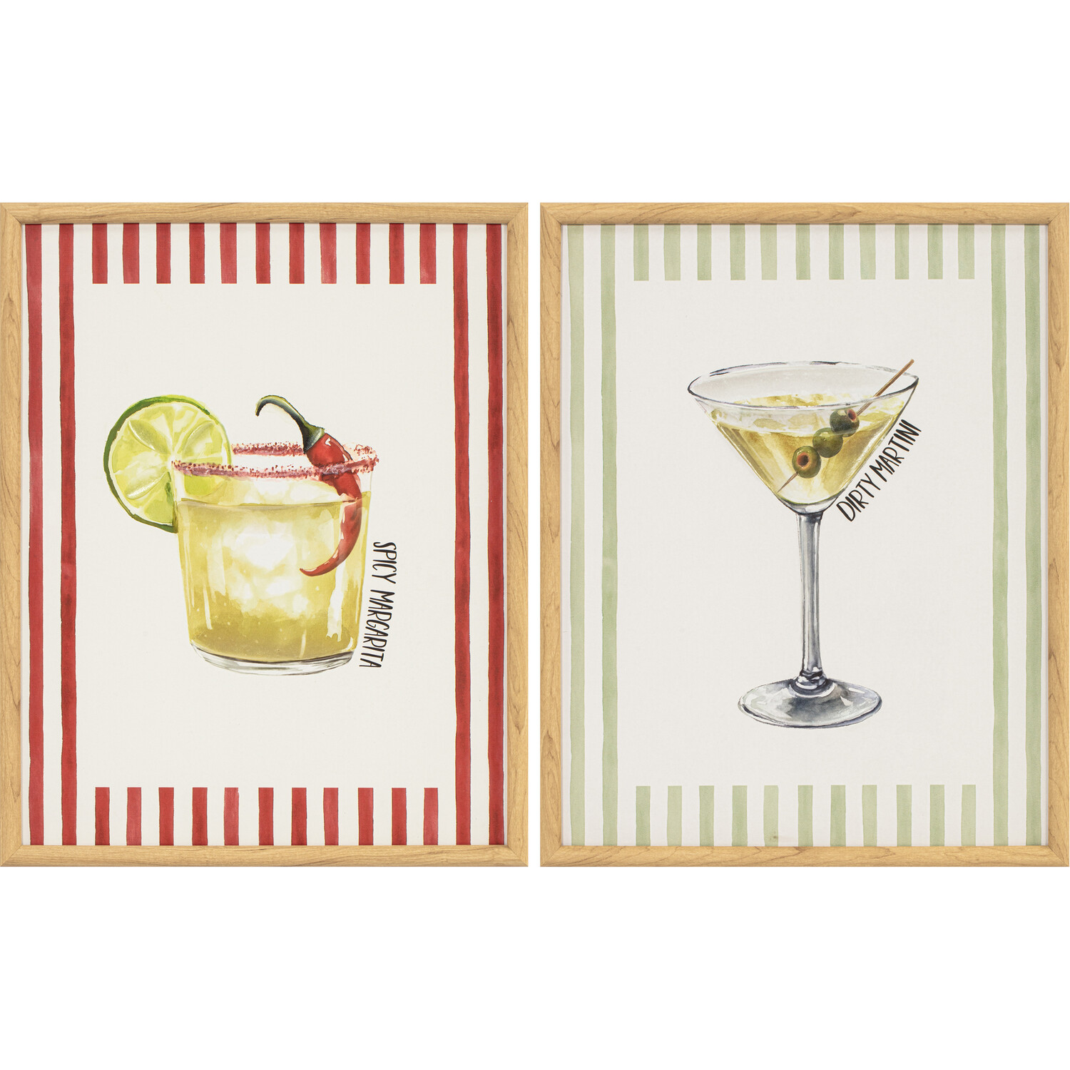 Trendy Striped Cocktail Framed Canvas Image 1