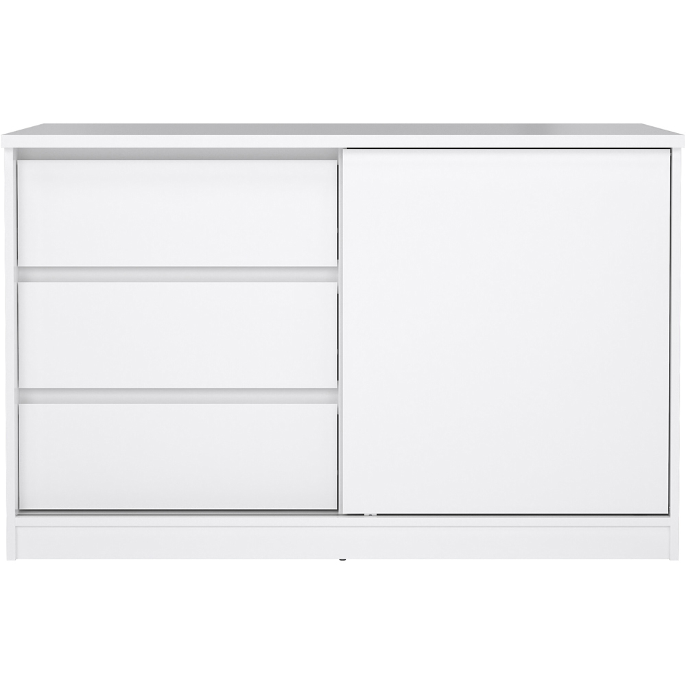 Florence Single Door 3 Drawer White High Gloss Sliding Storage Unit Image 3