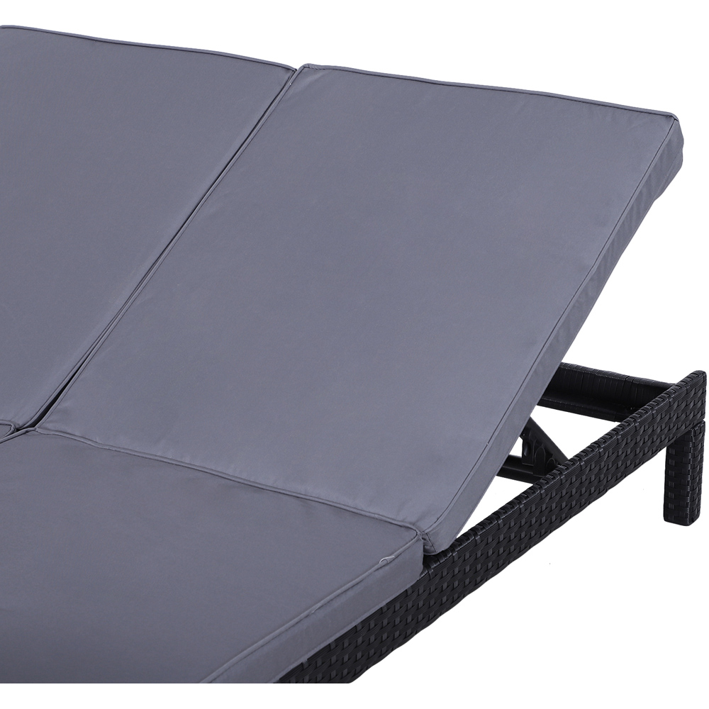 Outsunny 2 Seater Black Rattan Sun Lounger Image 3