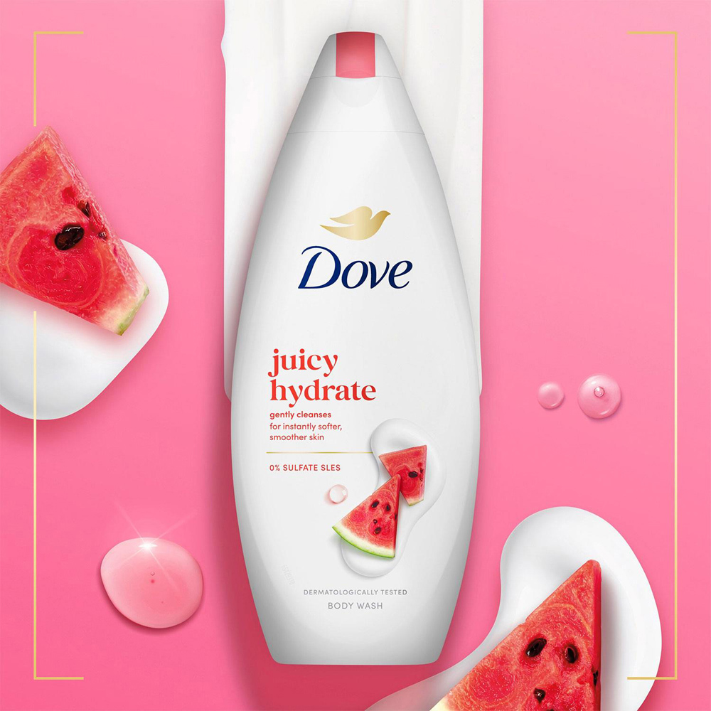 Dove Juicy Hydrate Watermelon Moisturising Gentle Cleansing Body Wash 225ml 6 Pack Image 2