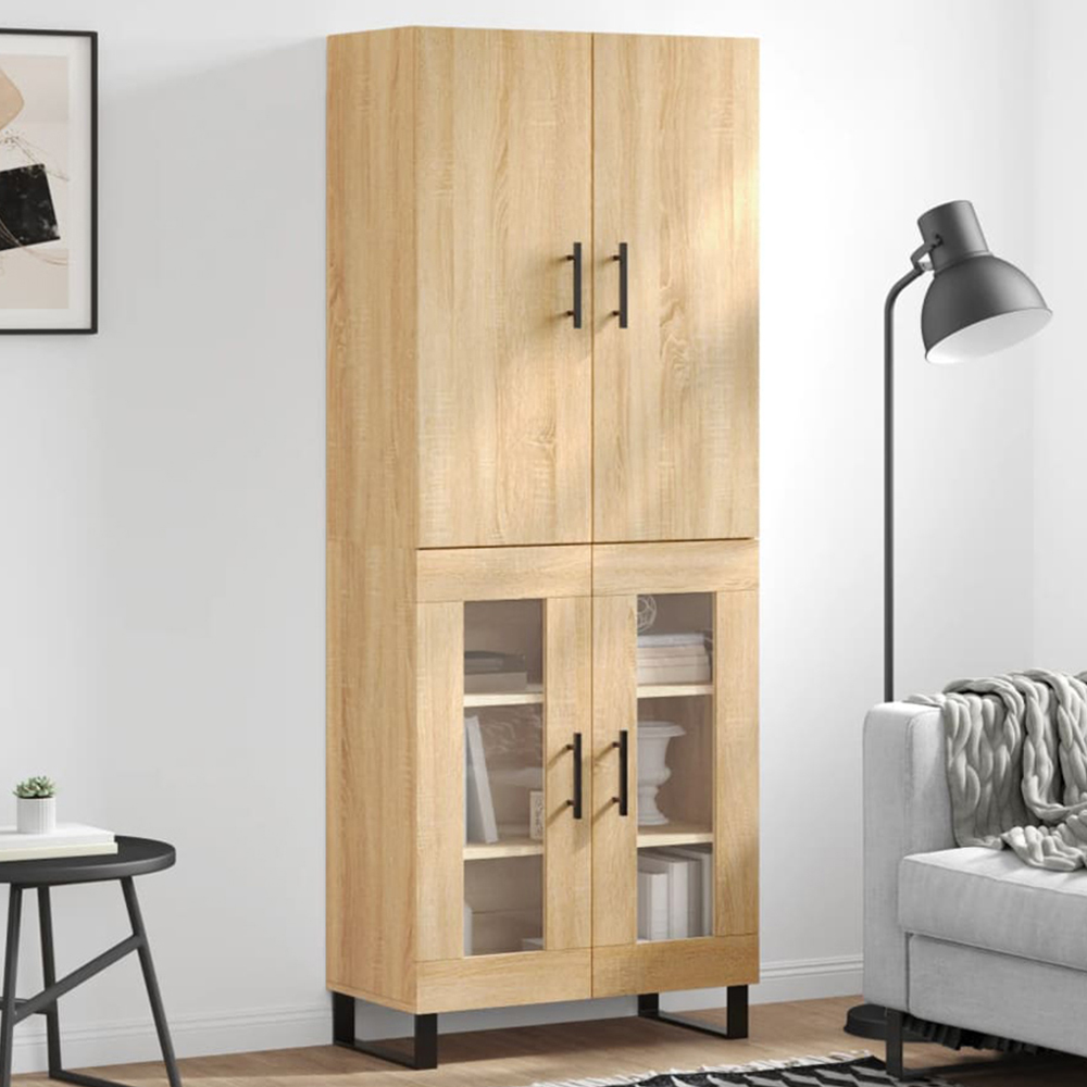 vidaXL 4 Door Sonoma Oak Highboard Image 1