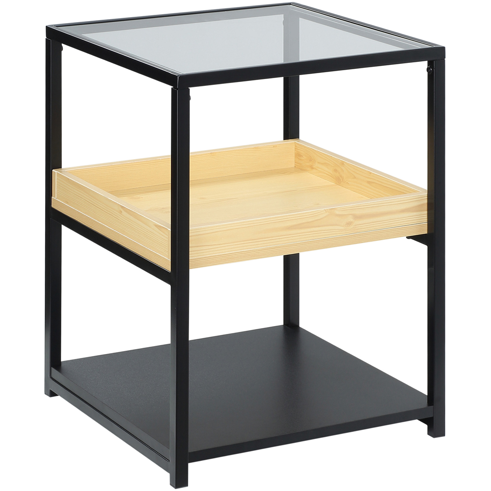 Portland 2 Shelf Black Wood Effect Side Table Wilko