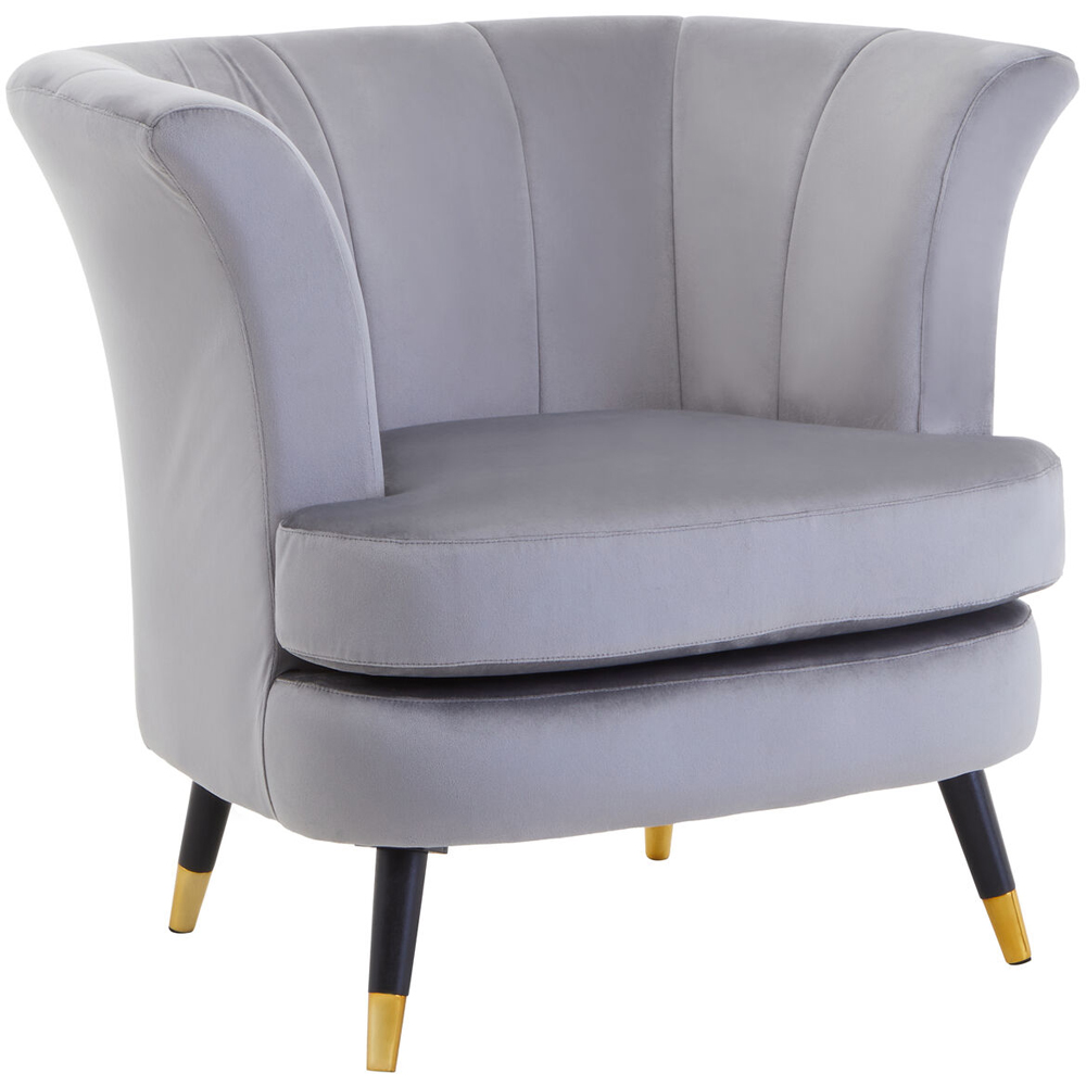 Premier Housewares Loretta Grey Velvet Curved Accent Chair Image 2