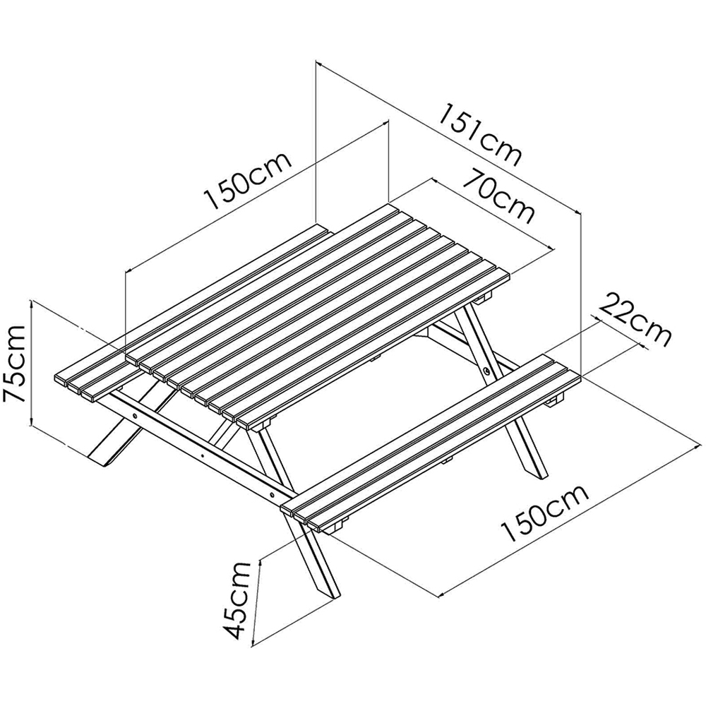 Cerland Alma 6 Seater Wooden Picnic Table Image 4