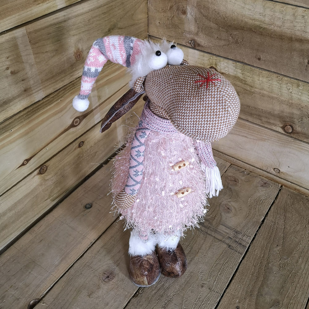 Samuel Alexander Standing Pink and Grey Reindeer Warm White LED Christmas Decoration Image 6