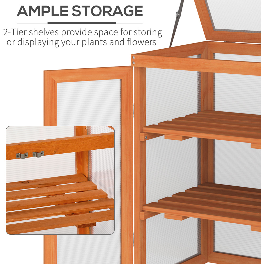 Outsunny 3-Tier Orange Wooden Polycarbonate Cold Frame Image 6