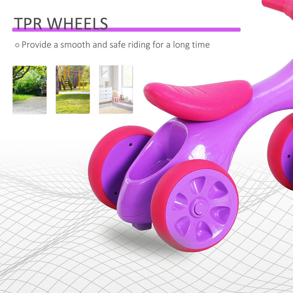 Tommy Toys 4 Wheels Violet Baby Balance Bike with Storage Bin Image 3