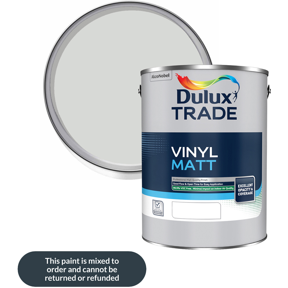 Dulux Trade Turtledove Grey Walls and Ceilings Vinyl Matt Paint 5L Image 1