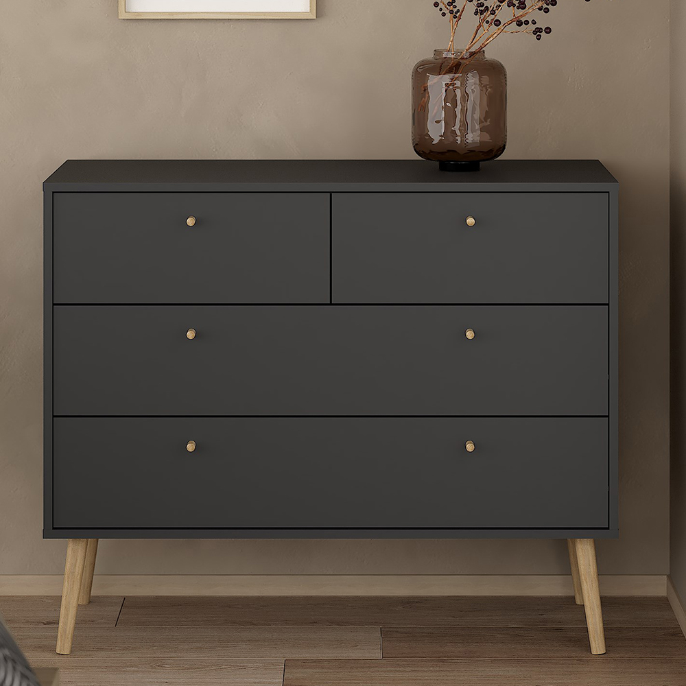 Florence Cumbria 4 Drawer Dark Grey Chest of Drawers Image 1