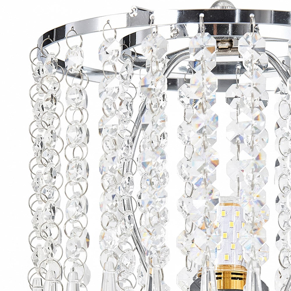 Living and Home E27 Screw Silver Crystal Beaded Shade Table Lamp 45cm Image 4