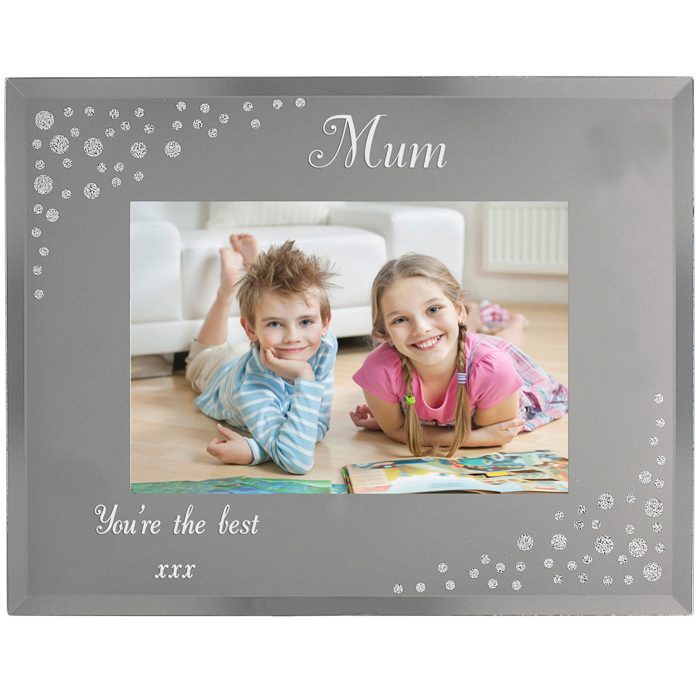 Personalised Memento Personalised Any Message Landscape Diamante Glass Photo Frame 6 x 4 inch Image 1