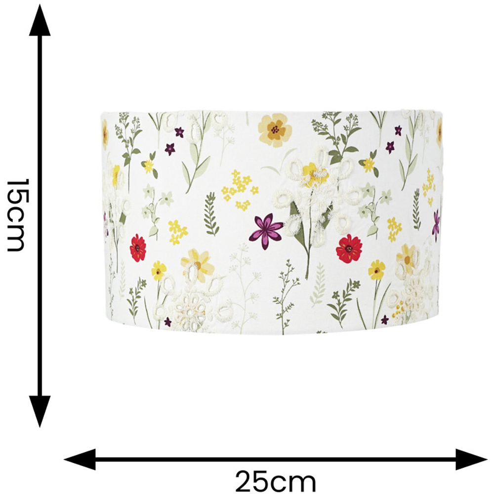 ValueLights Flora Flower Embroidered Small Drum Lamp Shade Image 4