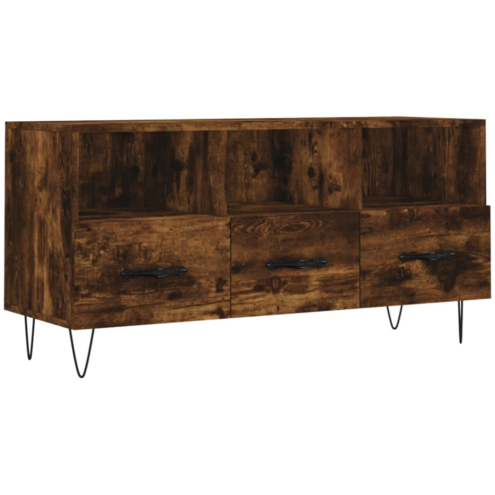vidaXL 3 Drawer 3 Shelf Smoked Oak TV Cabinet Image 2