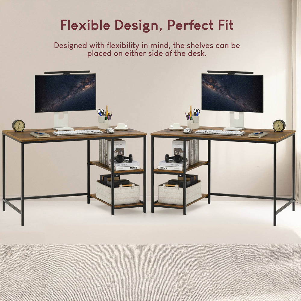 Vida Designs Brooklyn 2 Shelves Desk Dark Wood Image 6