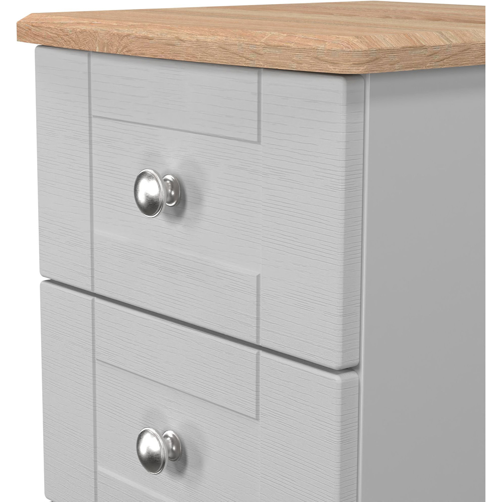 Crowndale Sussex 3 Drawer Grey Ash and Bardolino Oak Bedside Cabinet Ready Assembled Image 5