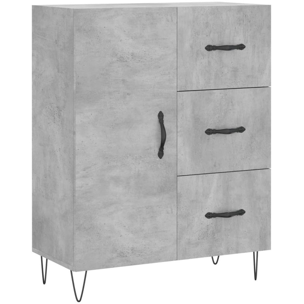 vidaXL 3 Door 3 Drawer Concrete Grey Highboard with Hairpin Legs Image 7