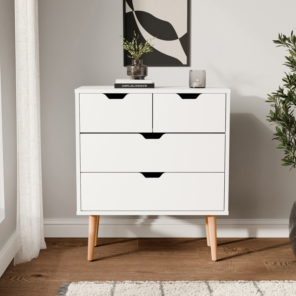 GFW Nyborg 4 Drawer White Chest of Drawers Image 9