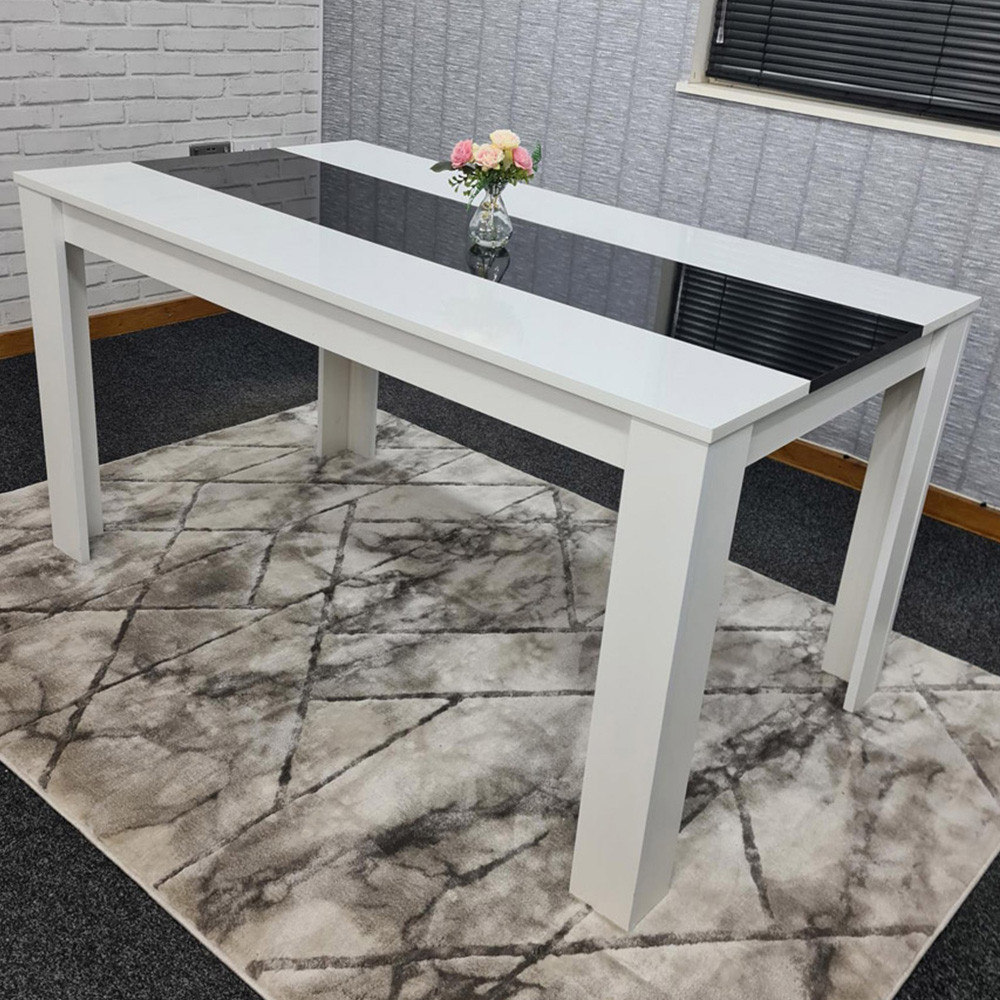 Portland 6 Seater Square Dining Table White and Black Image 1