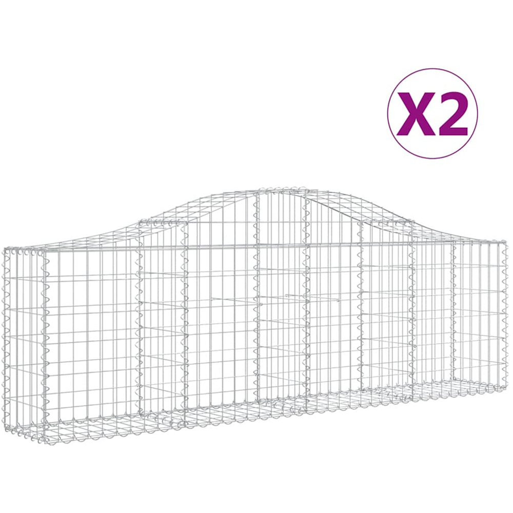 vidaXL Silver Galvanised Iron Gabion Basket 200 x 30 x 60/80cm 2 Pack Image 4