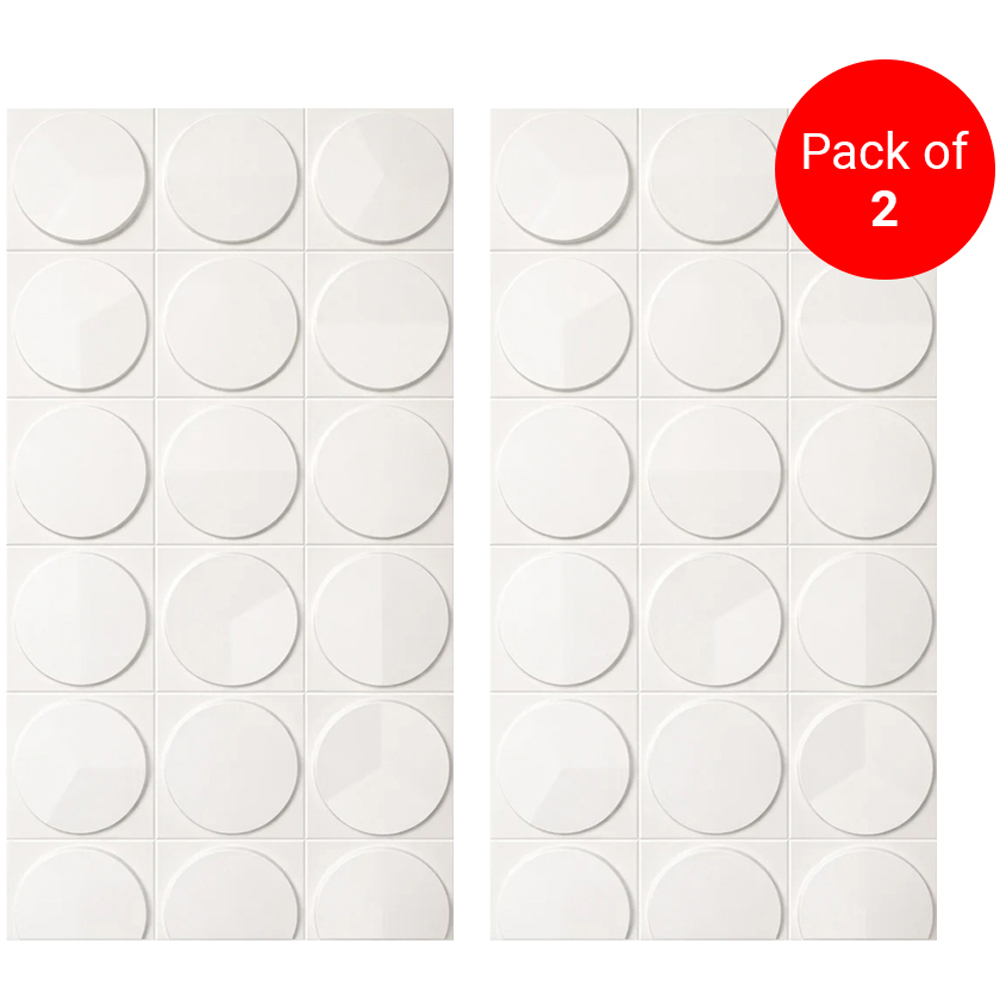 Britwall Jade White 3D Circular Geometry Hard PU Wall Panel 1200 x 600 x 25mm 2 Pack Image 3