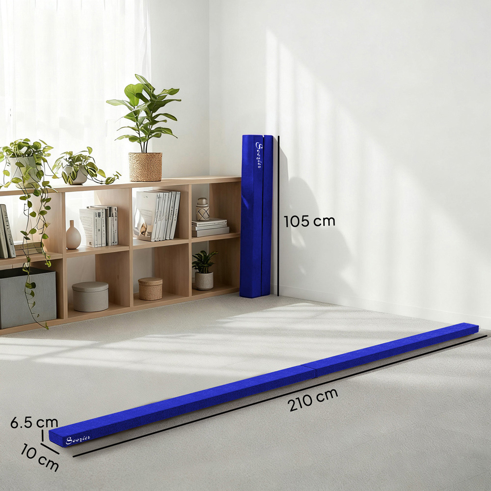 HOMCOM Blue Foldable Gymnastics Balance Beam 210cm Image 9