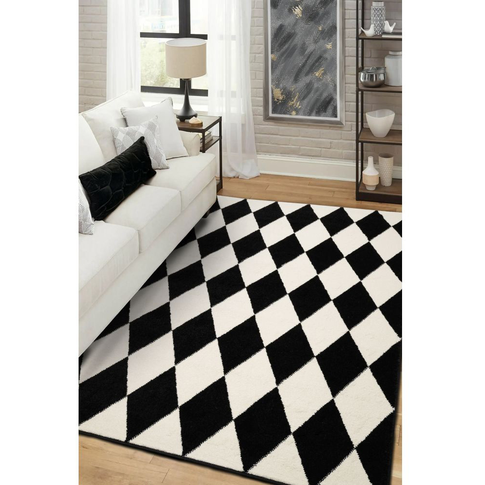 Homemaker New Villa Black and White Harlequin Mono Rug 120 x 170cm Image 6