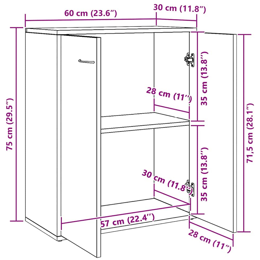 vidaXL 2 Door Artisan Oak Highboard Image 9