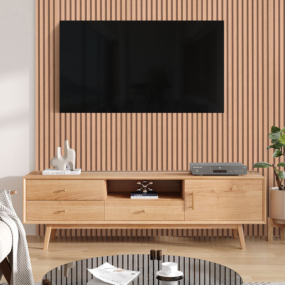 Living and Home Wood Grain Stripe Orange Rectangle PVC Self Adhesive Wallpaper Image 2