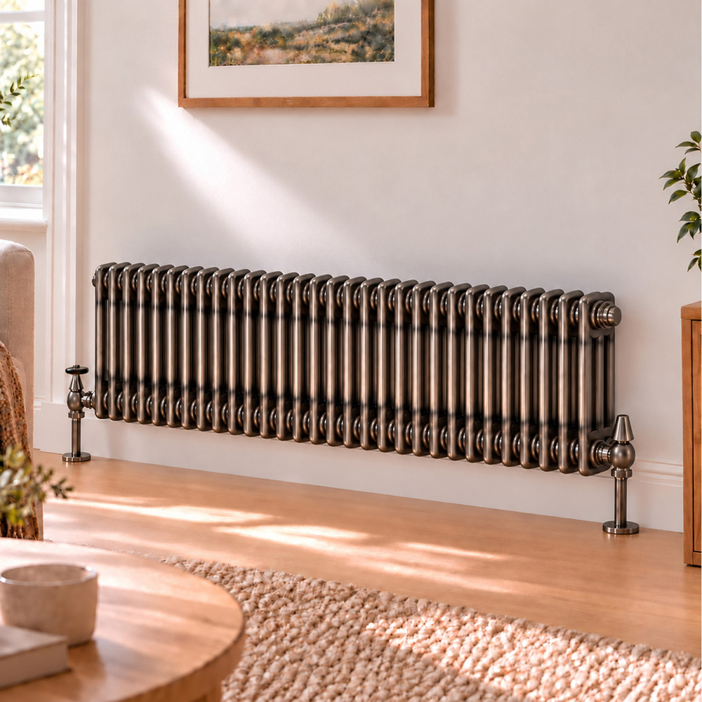 Go Bathrooms Clarence Raw Metal 3 Column 30 Section Radiator 400 x 1370mm Image 2