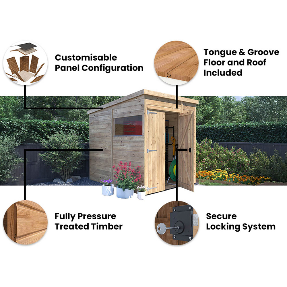Dunster House Overlord 6 x 8ft Modular Brown Superfelt Pent Bike Shed Image 4