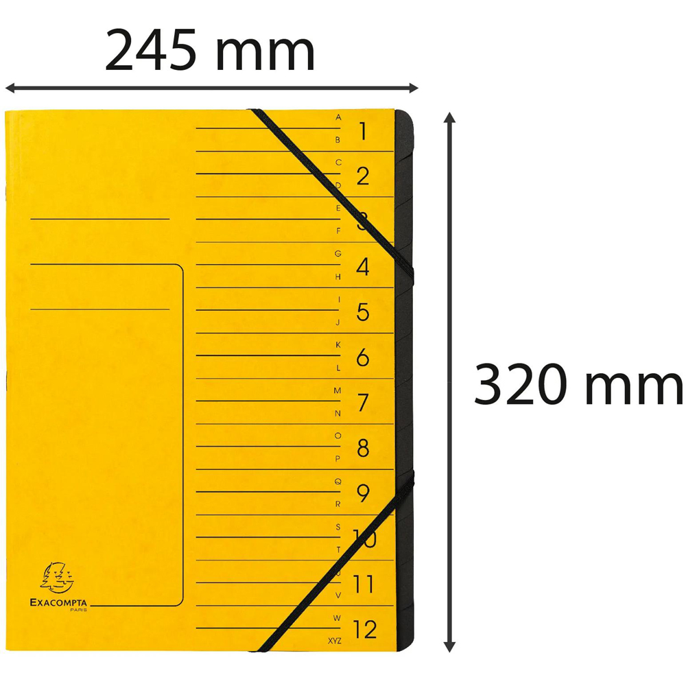 Exacompta A4 12 Compartment Yellow Stapled Multipart File with Elastic 10 Pack Image 7