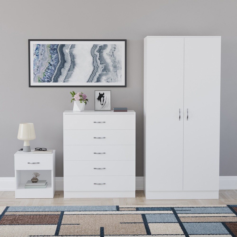 VIDA DESIGNS Riano White 3 Piece Bedroom Furniture Set Image 2