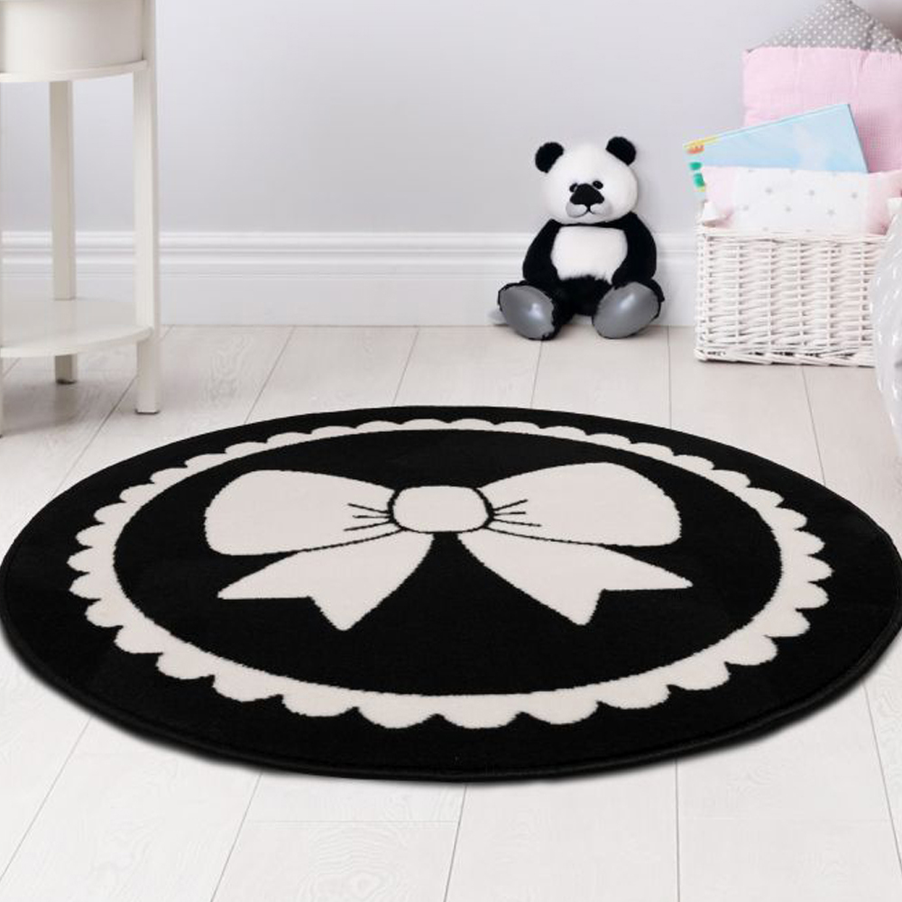 Homemaker Maestro Bow Black Circular Rug 100cm Image 1